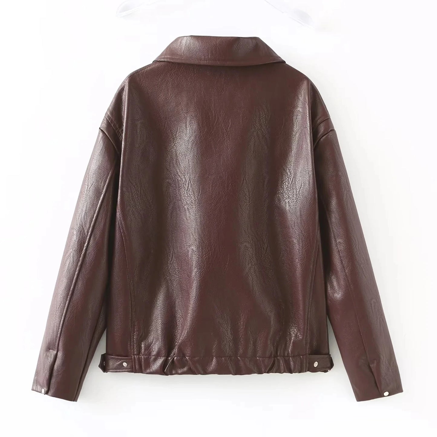 Traf Women'S Leaher Jackets Jaqueta Feminina Streetwear Ins Outwear Casaco Feminino Vermelho Couro Coat Black Giacca Pelle Donna